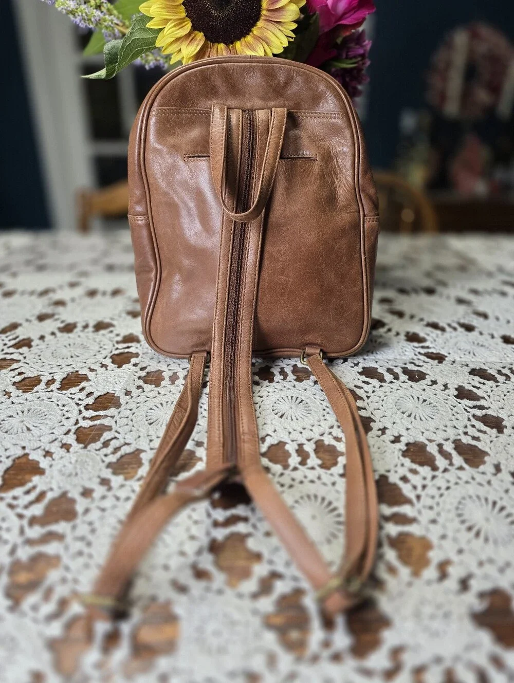 Tommy Bahama Weathered Leather  Small Backpack - Brown